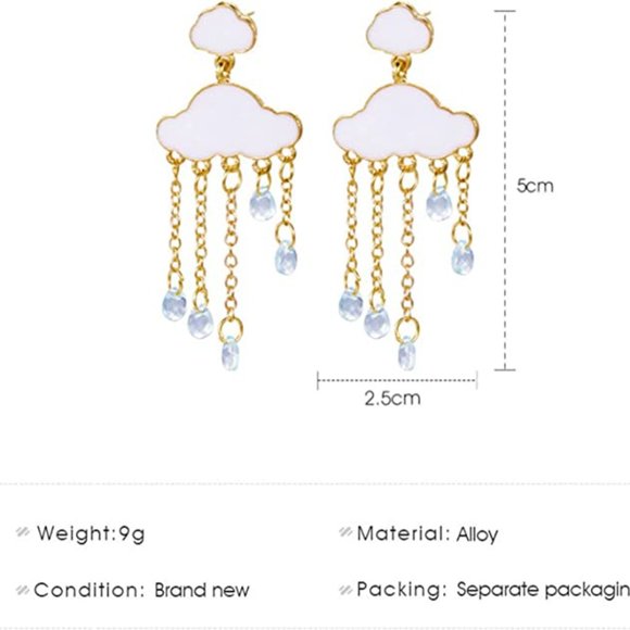 Cloud Drop Gold Earrings - Picture 6 of 7